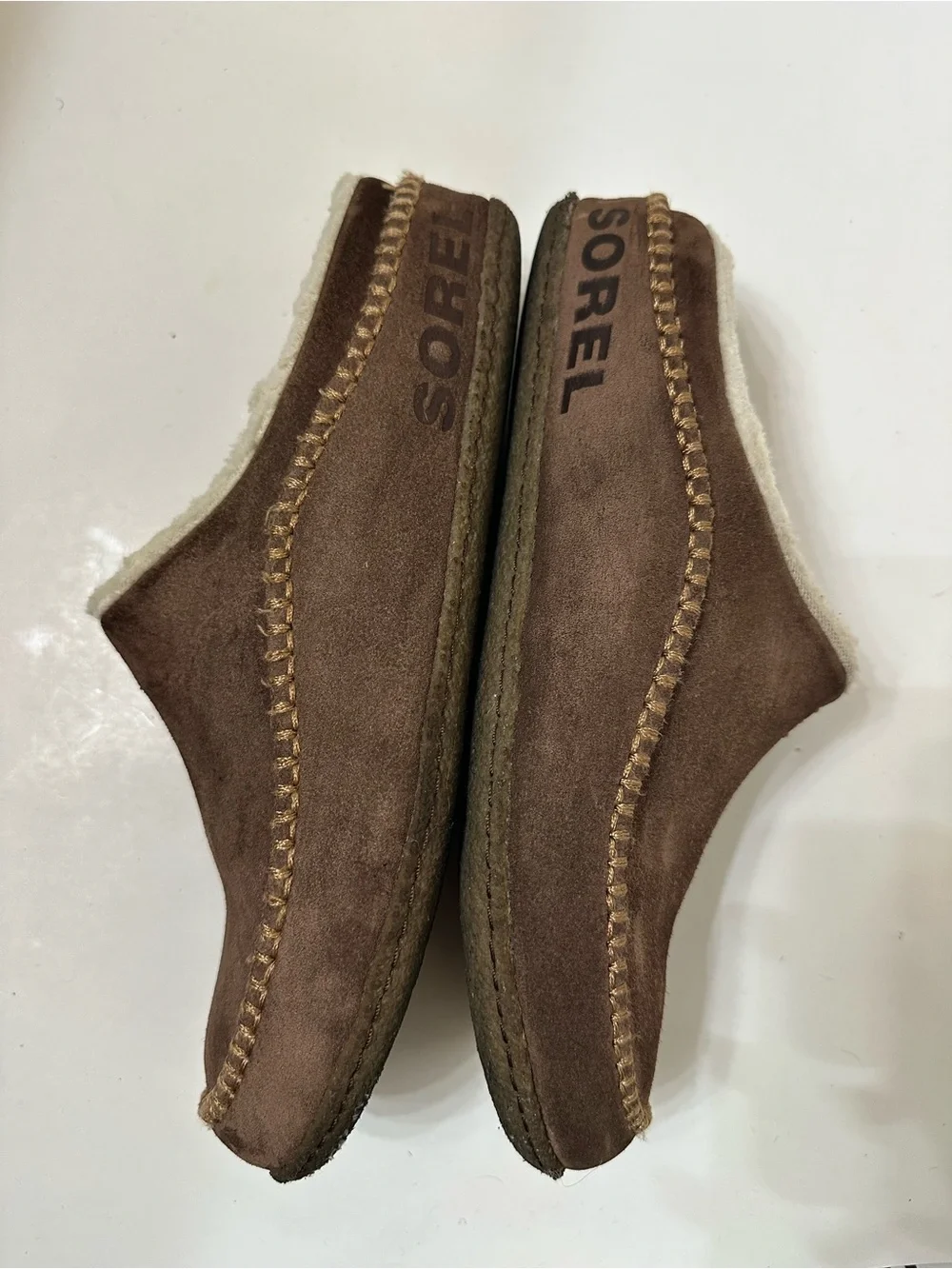 Sorel Mens Falcon Ridge II Tobacco Brown Suede Slip-On Clog Slippers Size 11